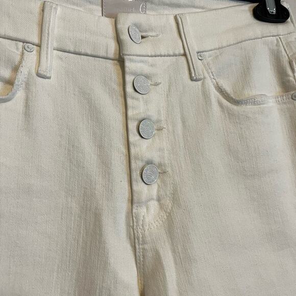 Mother Pixie Ankle Fray Skinny High Rise Jeans Fairest of Them All White Size 27 - Picture 5 of 10
